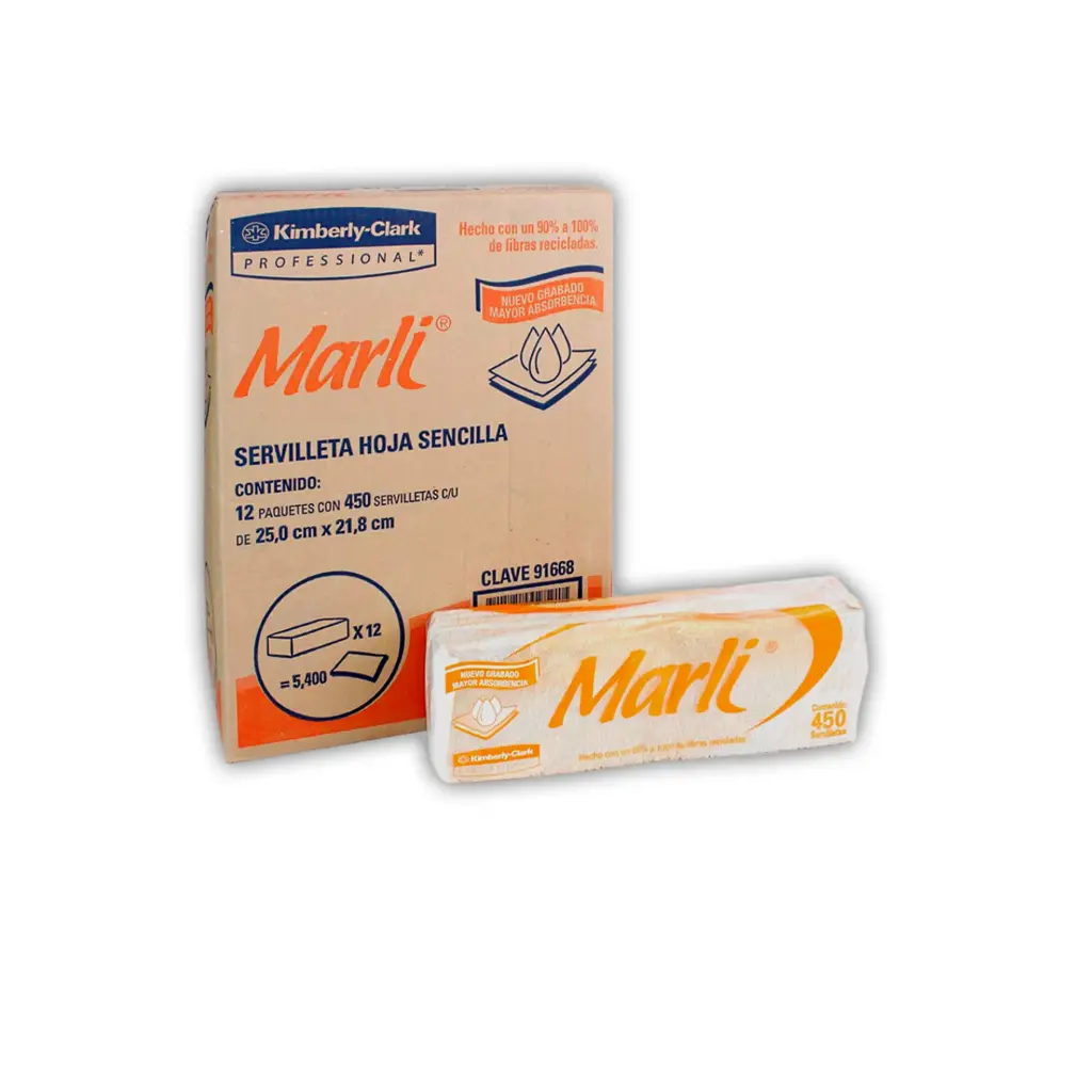 Servilleta Marli Caja con 12 paq 450 pz 
