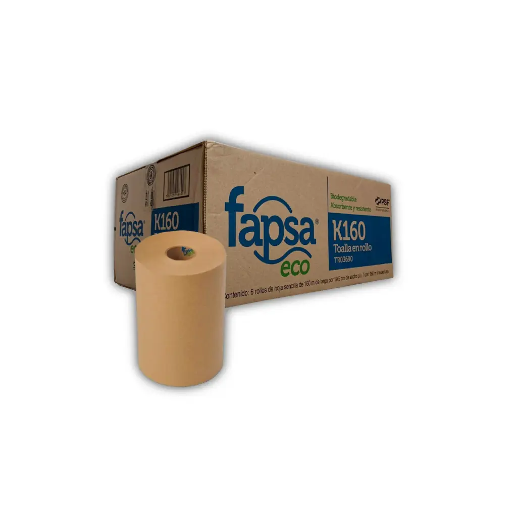 Toalla en rollo café eco K160 Caja con 6 rollos- 160 m c/u 